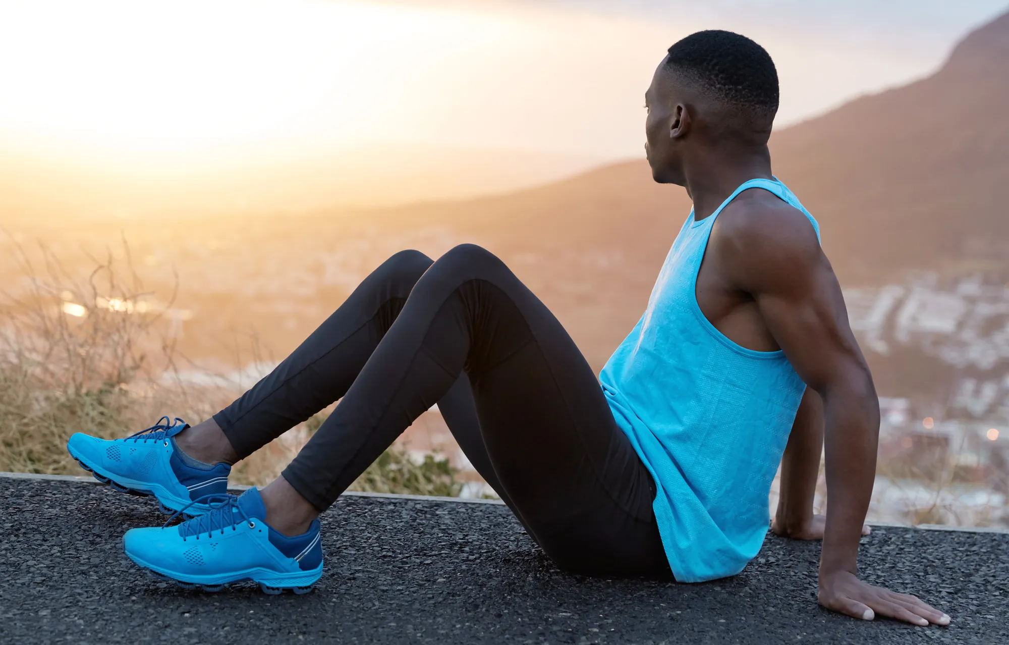 Man sitting after running