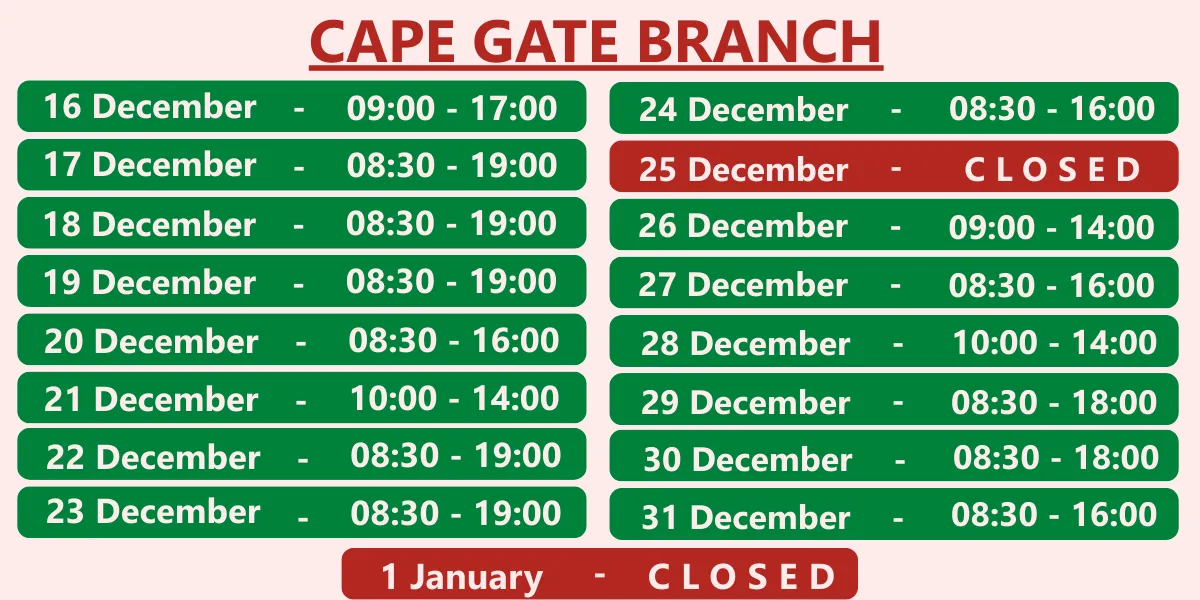 Cape Gate Trading Hours