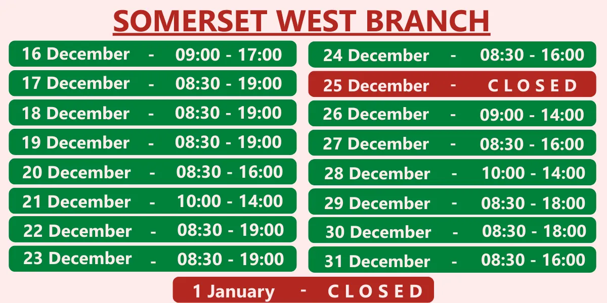 Somerset West Trading Hours