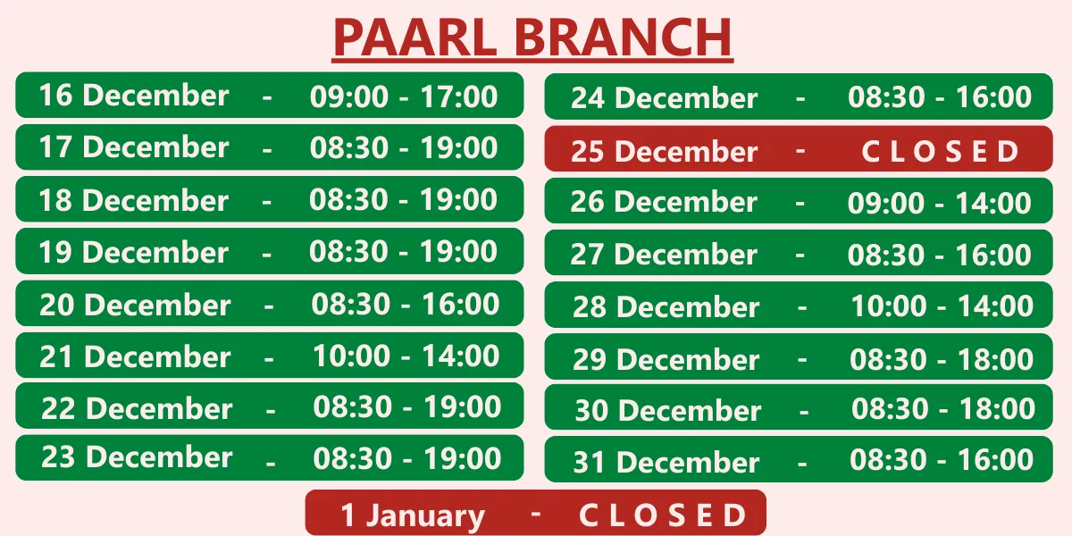 Paarl Trading Hours