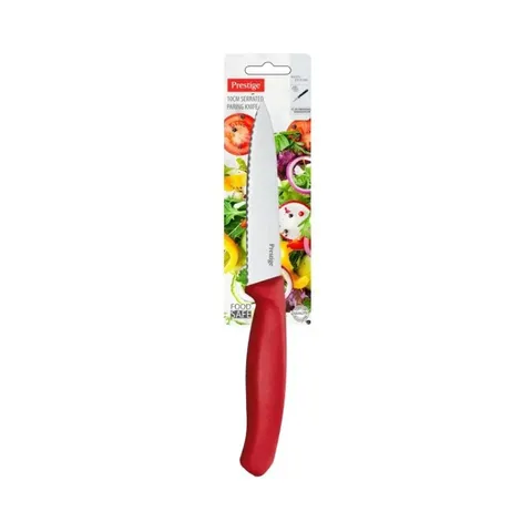 Prestige 10cm Serated Paring Knife Red
