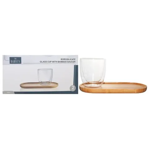 Barista Cup and Bamboo Saucer & packaging