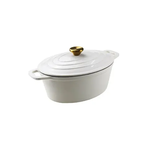 Funkilines 35.5cm Ivory Oval Cast Iron Casserole 10415 Dish