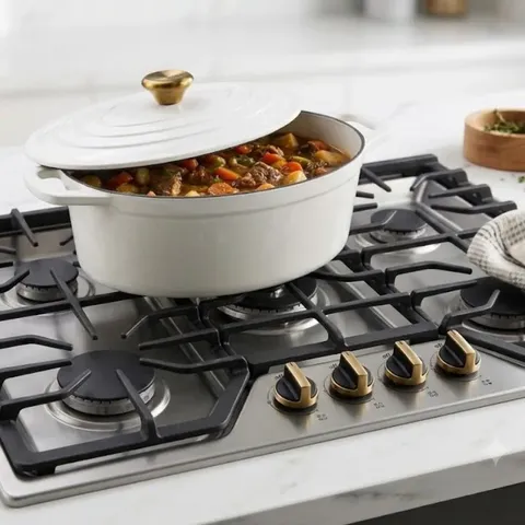 Funkilines 35.5cm Ivory Oval Cast Iron Casserole 10415 Display