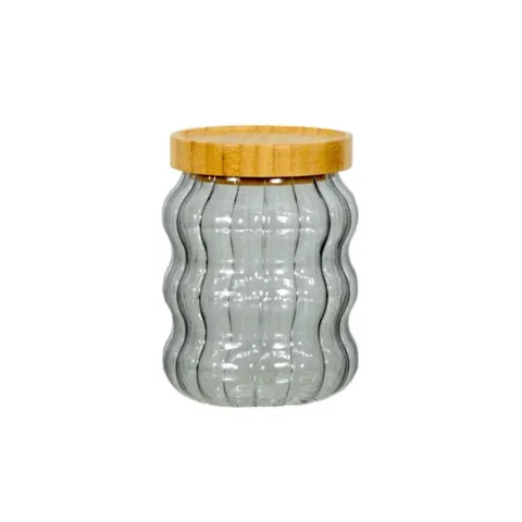 Funkilines 530ml Glass Canister With Bamboo Lid