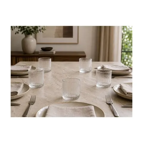 Funkilines 300ml 6 Pack Ribbed Tumbler Glass Set 34196 Glass Set
