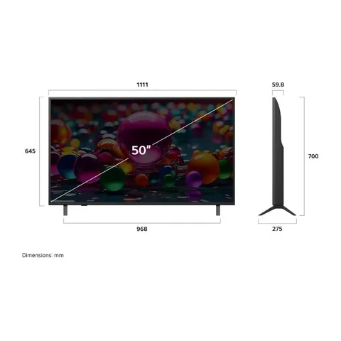LG 50 Inch UA80 UHD 4K Smart TV 50UA80006LC Dimensions