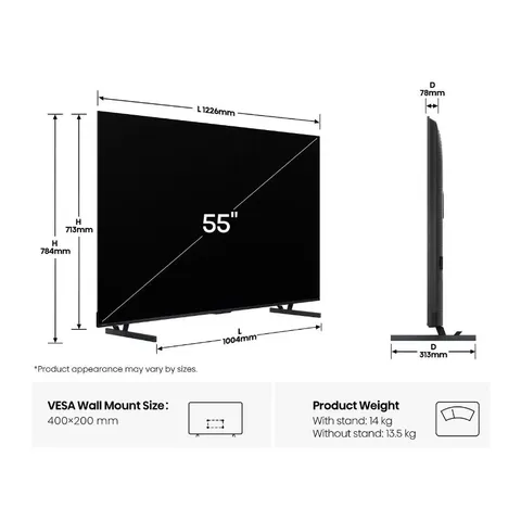 Hisense 55 Inch ULED 4K Mini LED Smart TV 55U6QPRO Measurements