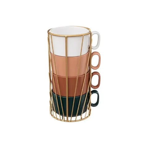 Funkilines 4 Piece Mug Set With Stand