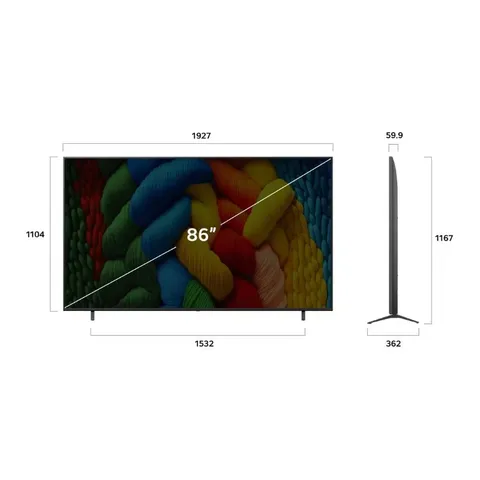 LG 86 Inch NanoCell 4K UHD Smart TV Dimensions