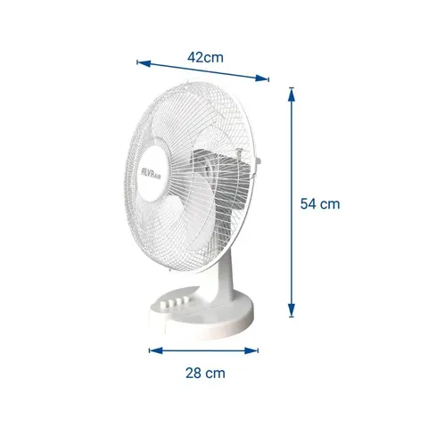 Alva 40cm White Desk Fan Dimensions