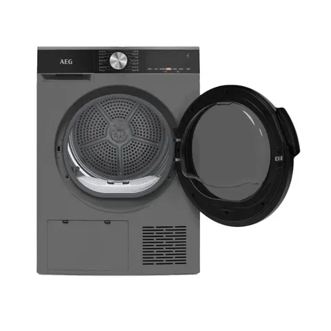 AEG 10kg Dark Grey Heat Pump Dryer Open