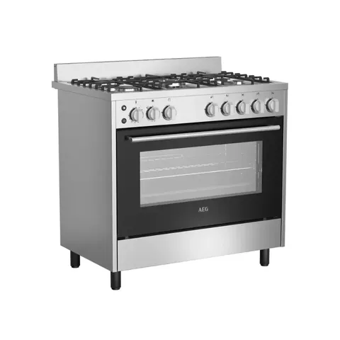 AEG 90cm Stainless Steel Gas Cooker Side
