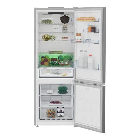 Beko 490L Inox Bottom Freezer Open