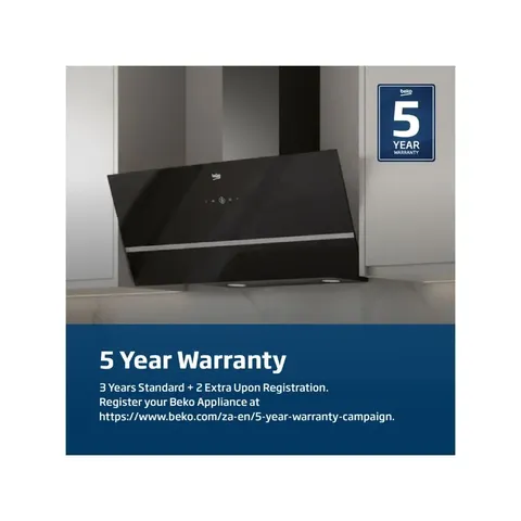 Beko 90cm Black Inclined Hood BCH900B Warranty