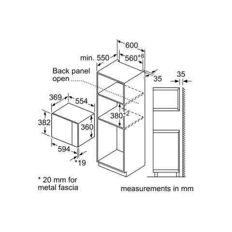Bosch 25L Integrated Microwave Oven BEL554MH2Z Measurements