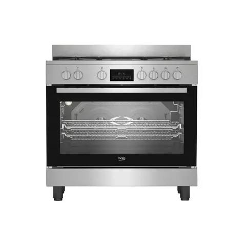 Beko 90cm Twin Fan Gas Electric Cooker BGTW11225EX