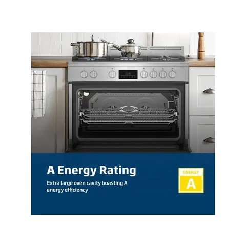 Beko 90cm Twin Fan Gas Electric Cooker BGTW11225EX Rating
