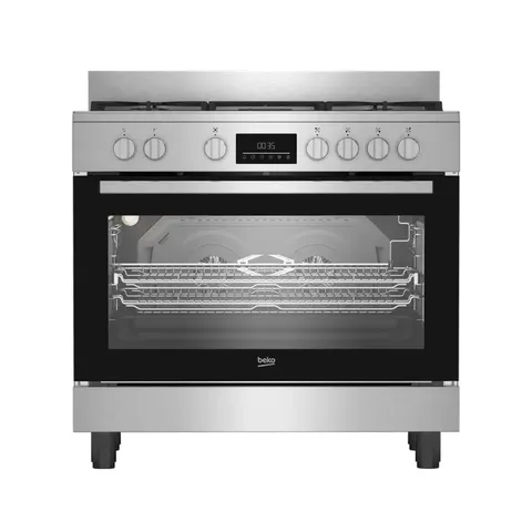 Beko 90cm Twin Fan Gas Electric Cooker BGTW11225EX