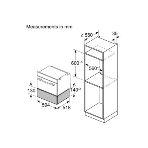 Siemens 14cm Warmer Drawer BI710C1B1 Measurements
