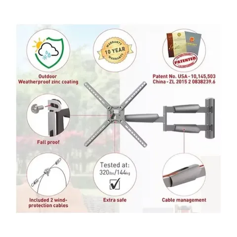 Barkan 13- 65 Full Motion Extra Long TV Wall Bracket BM343XLOD Information