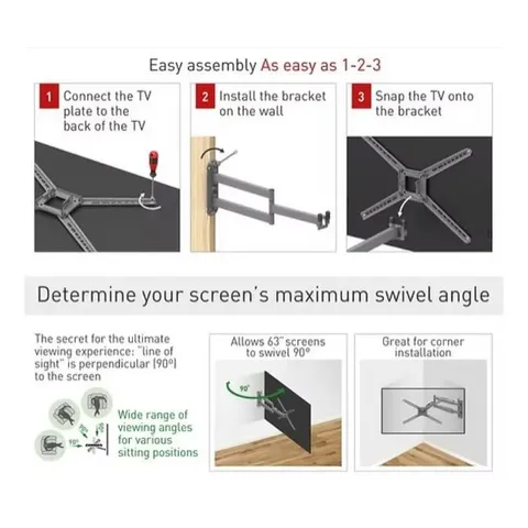 Barkan 13- 65 Full Motion Extra Long TV Wall Bracket BM343XLOD Assembly