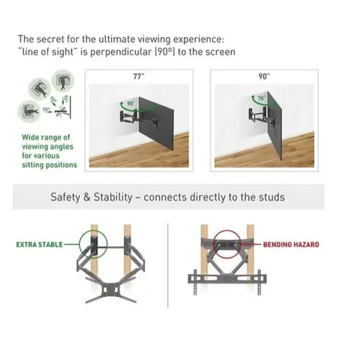 Barkan 13-90 Full Motion Extra Long TV Wall Bracket BM466XP Stability