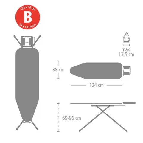 Brabantia 124 x 38 Ironing Board dimensions