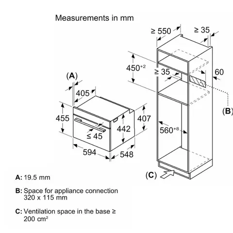 Siemens IQ700 Compact Microwave Oven CM936GCB1 eye level installation