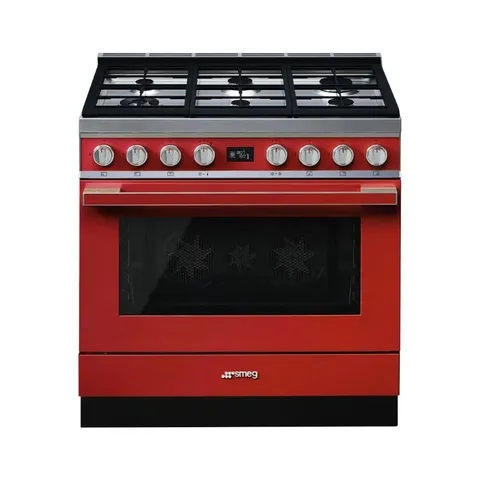 Smeg 90cm Fiery Red Gas /Electric Portofino Cooker CPF9GPR
