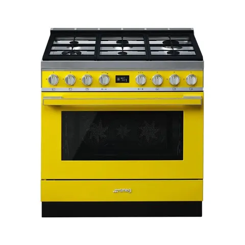 Smeg 90cm Yellow Gas /Electric Portofino Cooker CPF9GPYW