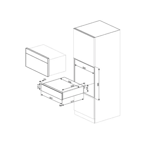 Smeg 15cm Classica Warmer Drawer CPR315X Measurements