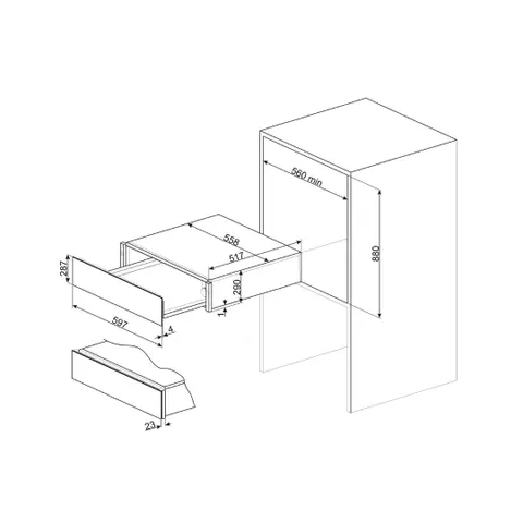Smeg 29cm Classica Warmer Drawer CR329X Measurements