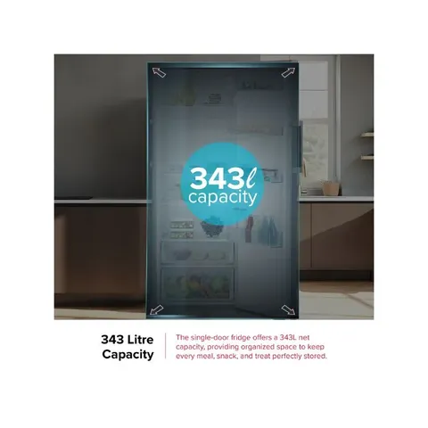 Defy 343L Titanium Inox Upright Fridge DFD458 Capacity