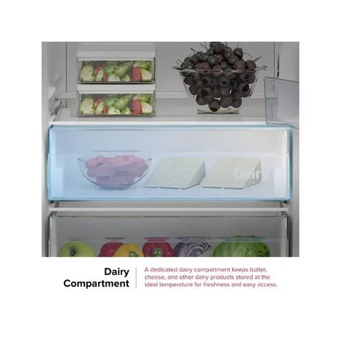 Defy 343L Titanium Inox Upright Fridge DFD458 Compartment