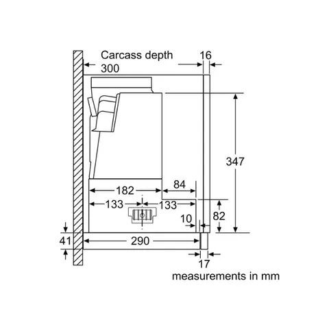 Bosch 90cm Series 4 Telescopic Extractor Hood DFR097A52 Dimensions