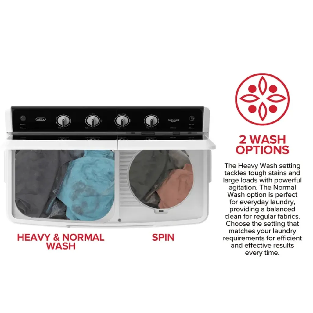 Defy 18kg Twinmaid 1800 Twin Tub DTT180 | Tafelberg Furnishers