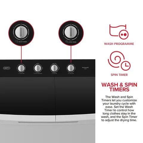 Defy 18kg Twinmaid Twin Tub DTT180 - Timers