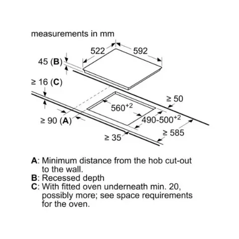 Siemens 60cm Black Electric Hob ET611HE17E Dimensions