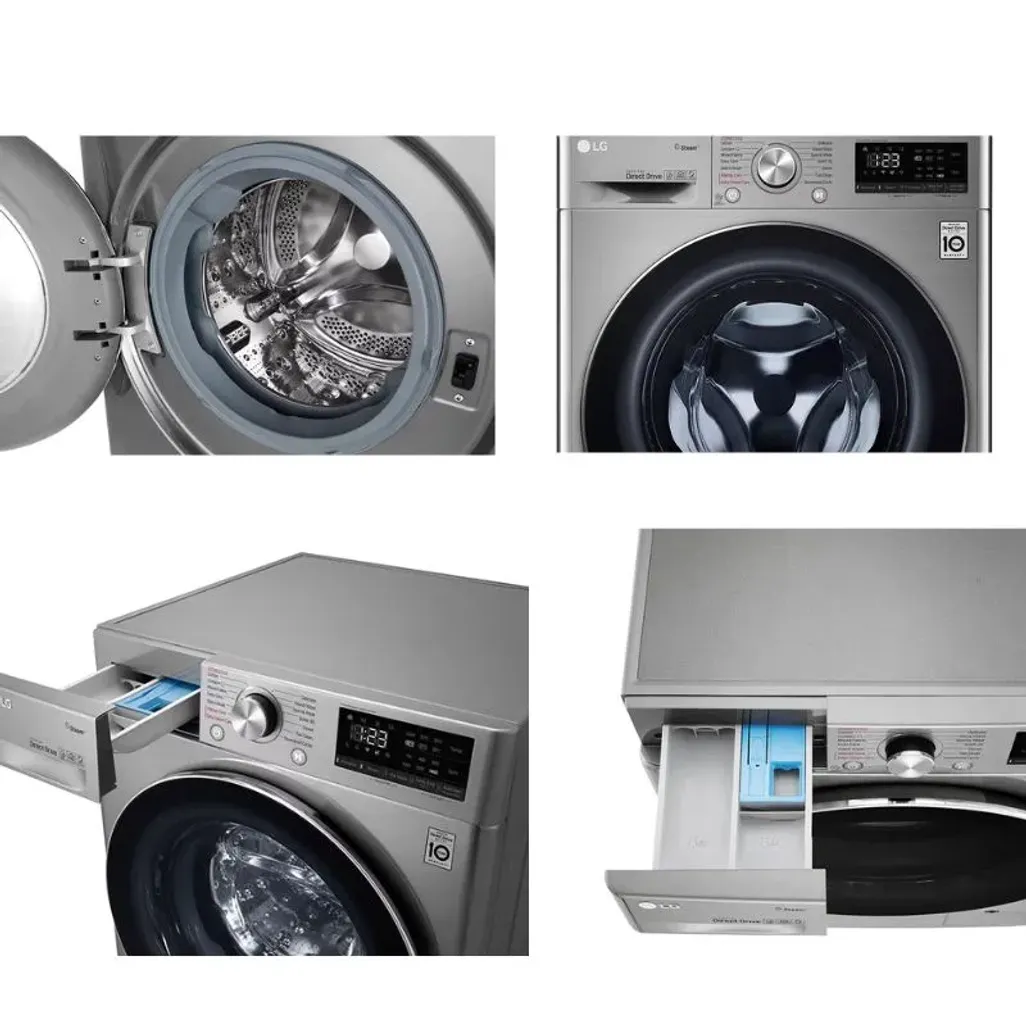 LG 8.5kg VCM Inox Front Loader Washing Machine F2V5GYP2TE Tafelberg
