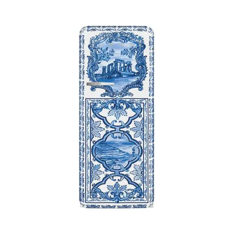 Smeg 60cm Dolce & Gabbana Blu Mediterraneo Fridge FAB28RDGME6 Front