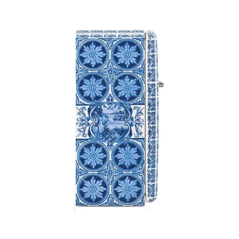 Smeg 60cm Dolce & Gabbana Blu Mediterraneo Fridge FAB28RDGME6 Side
