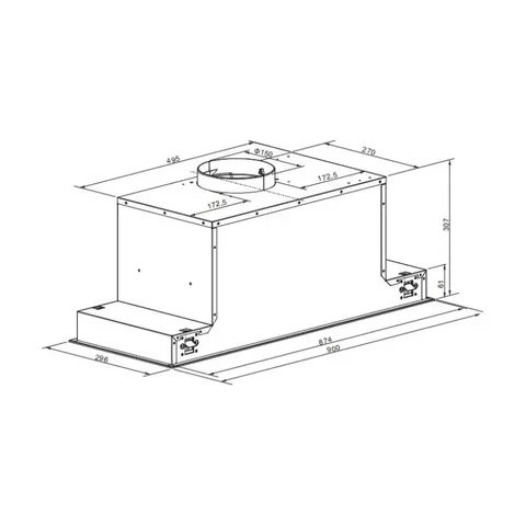Falco 90cm White Integrated Extractor FAL-90-BIG Measurements