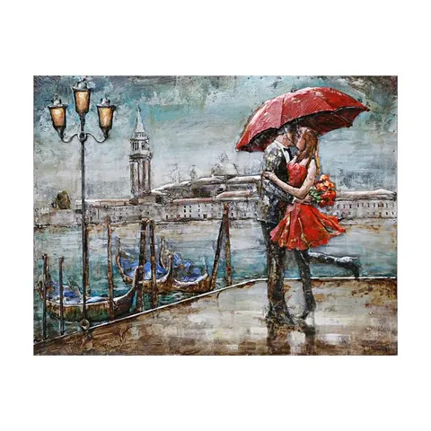 Lovers On The Pier 3D Metal Oil Painting FAM-1079