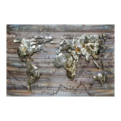 World On Wood 3D Metal Oil Painting FAM-1172(W+M)