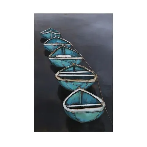5 Boats 3D Metal Oil Painting FAM-3026