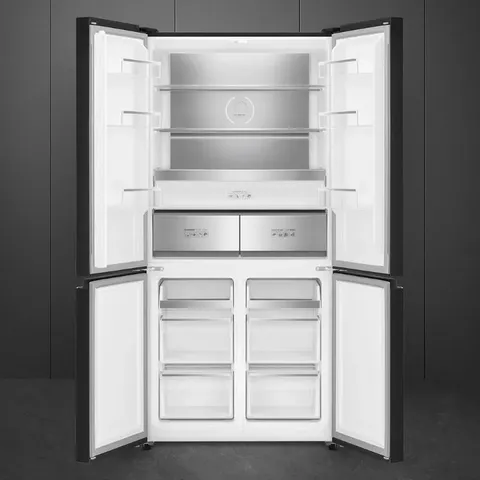 Smeg 586L Dark Inox French Door Fridge FQI60KDZA open
