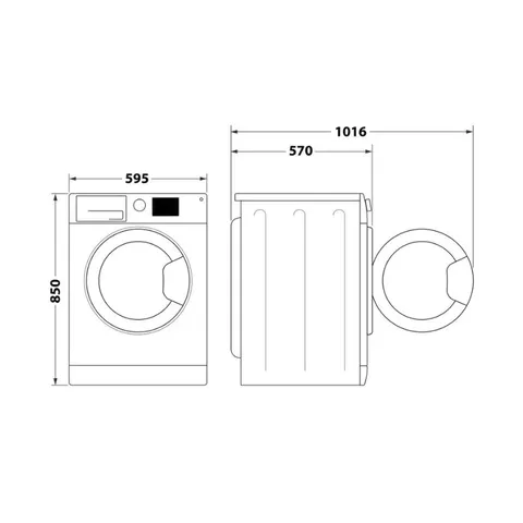 Whirlpool 9/6KG Silver Washer Dryer dimensions