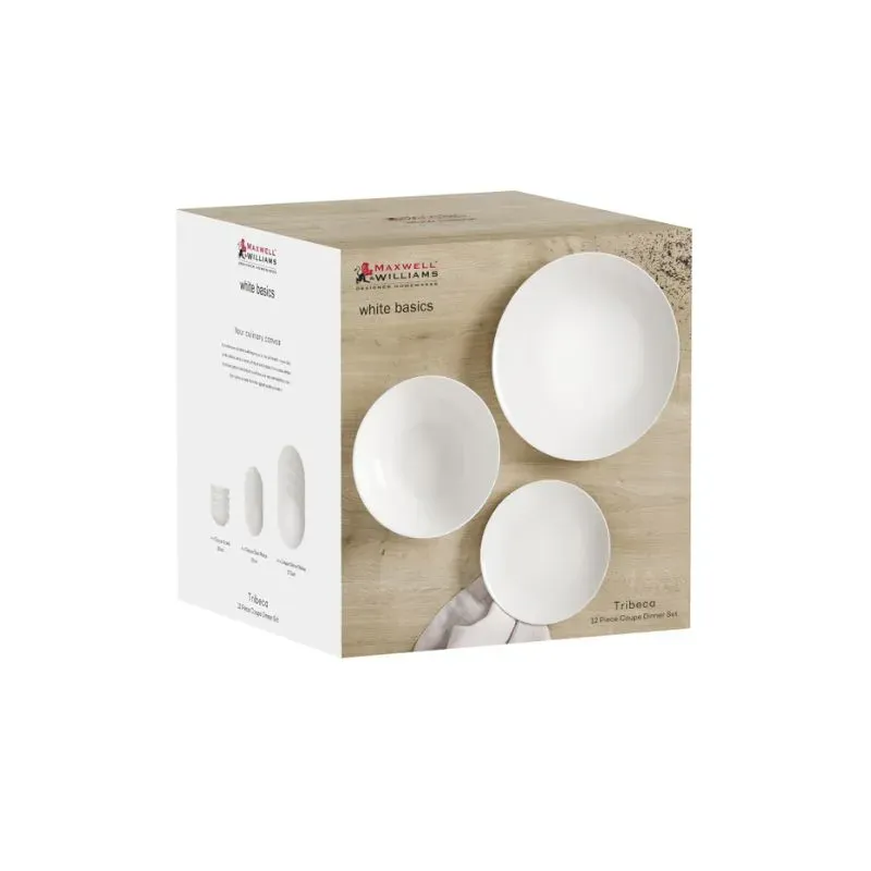 white0327　3個セット Maxwell & Williams 12 Piece White Basics Tribeca Coupe Dinner Set