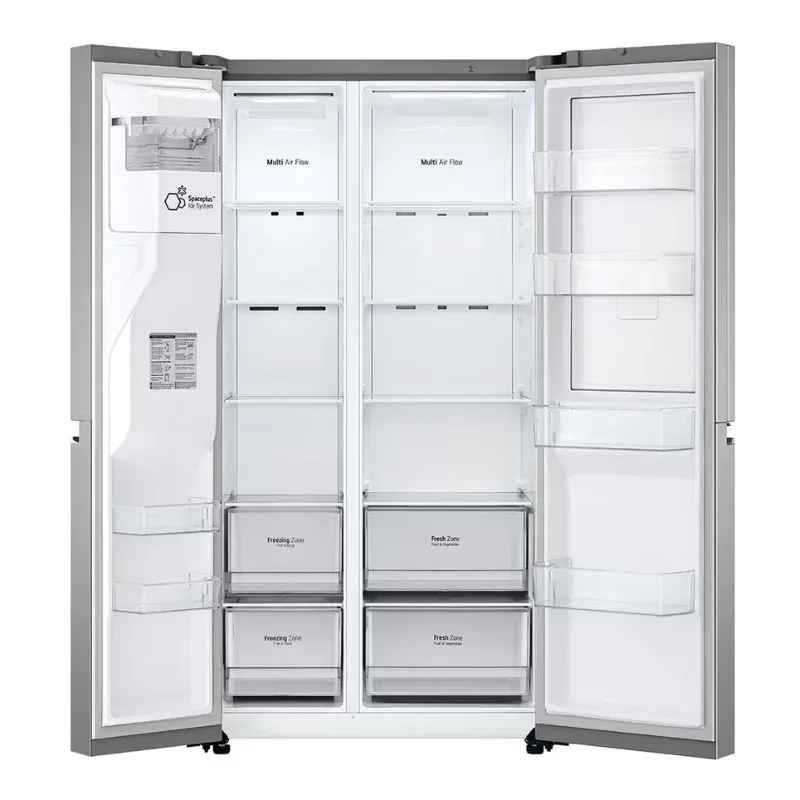 LG 611L Platinum Silver Side by Side Fridge GC-J257SLSS